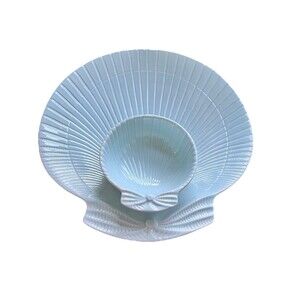 Dennis East International Mint Green Scallop Shell Beach Chip & Dip Tray Party